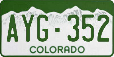 CO license plate AYG352