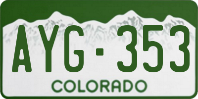CO license plate AYG353