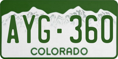 CO license plate AYG360