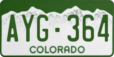 CO license plate AYG364