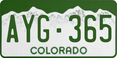 CO license plate AYG365