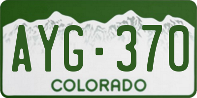 CO license plate AYG370