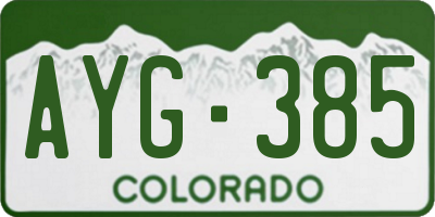 CO license plate AYG385