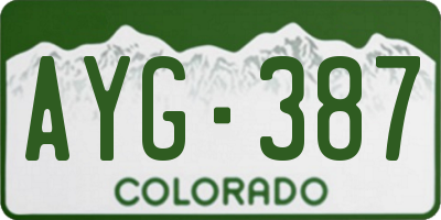 CO license plate AYG387