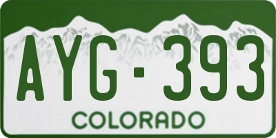 CO license plate AYG393