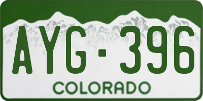 CO license plate AYG396