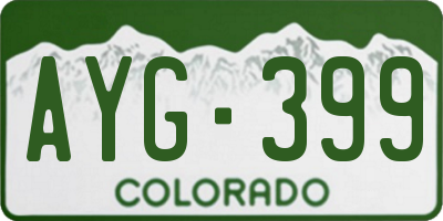 CO license plate AYG399