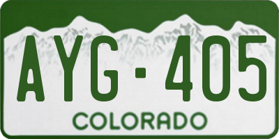 CO license plate AYG405