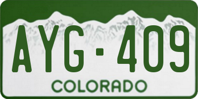CO license plate AYG409