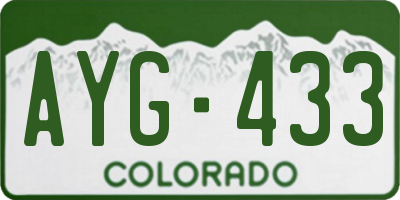CO license plate AYG433