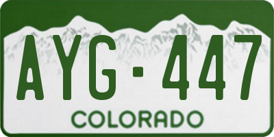 CO license plate AYG447