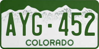 CO license plate AYG452