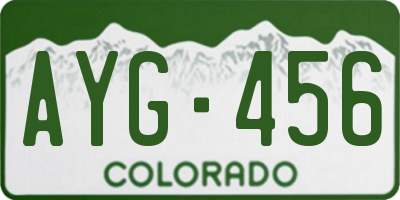 CO license plate AYG456