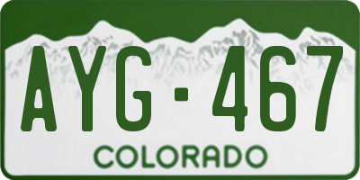 CO license plate AYG467