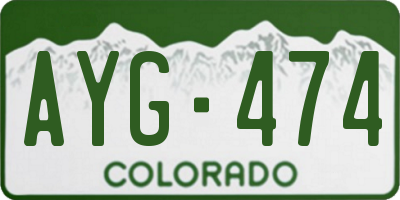 CO license plate AYG474