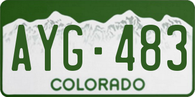 CO license plate AYG483