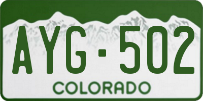 CO license plate AYG502
