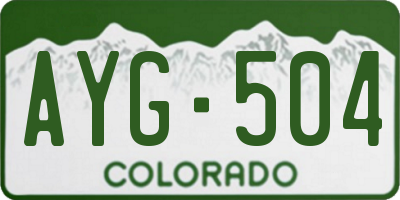 CO license plate AYG504