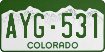 CO license plate AYG531