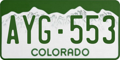 CO license plate AYG553