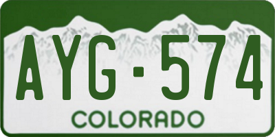 CO license plate AYG574