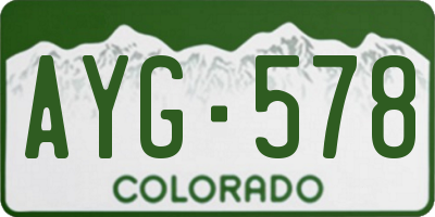 CO license plate AYG578
