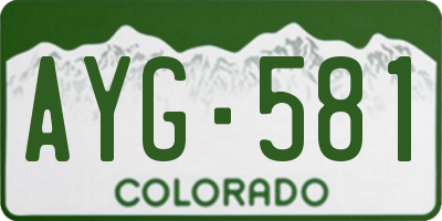CO license plate AYG581