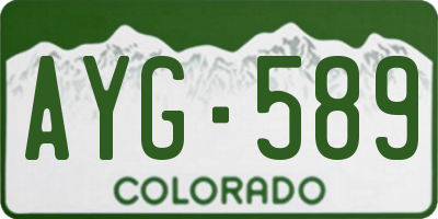 CO license plate AYG589