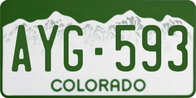CO license plate AYG593