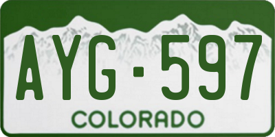 CO license plate AYG597