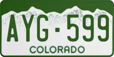 CO license plate AYG599