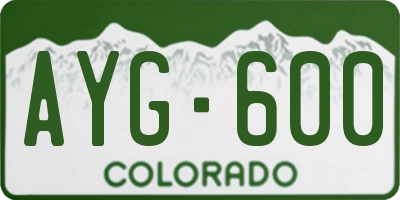 CO license plate AYG600
