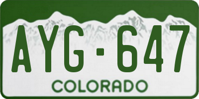 CO license plate AYG647