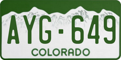 CO license plate AYG649