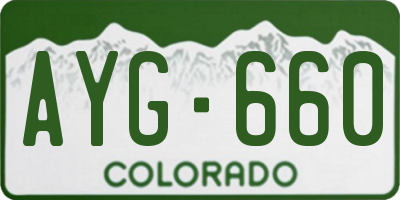 CO license plate AYG660