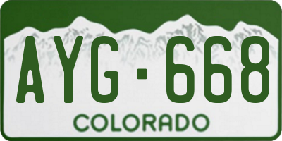CO license plate AYG668