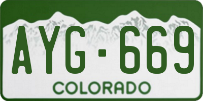 CO license plate AYG669