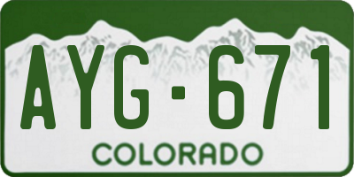 CO license plate AYG671