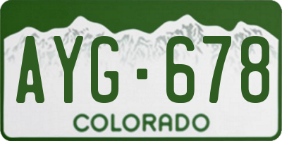 CO license plate AYG678