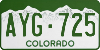 CO license plate AYG725