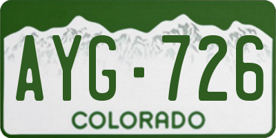 CO license plate AYG726