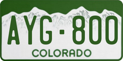 CO license plate AYG800