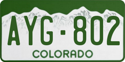 CO license plate AYG802