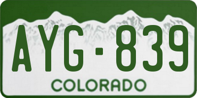 CO license plate AYG839