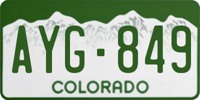 CO license plate AYG849