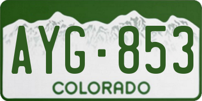 CO license plate AYG853