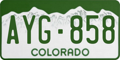 CO license plate AYG858