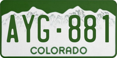 CO license plate AYG881