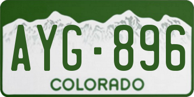 CO license plate AYG896