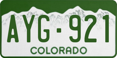 CO license plate AYG921